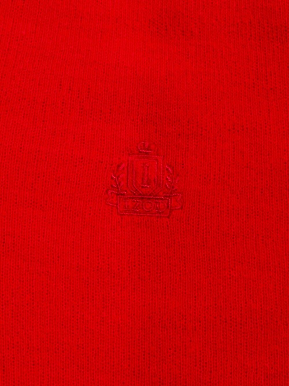 Vintage IZOD Mens Large Red V-Neck Sweater Acrylic Embroidered Crest Preppy USA - Picture 4 of 16